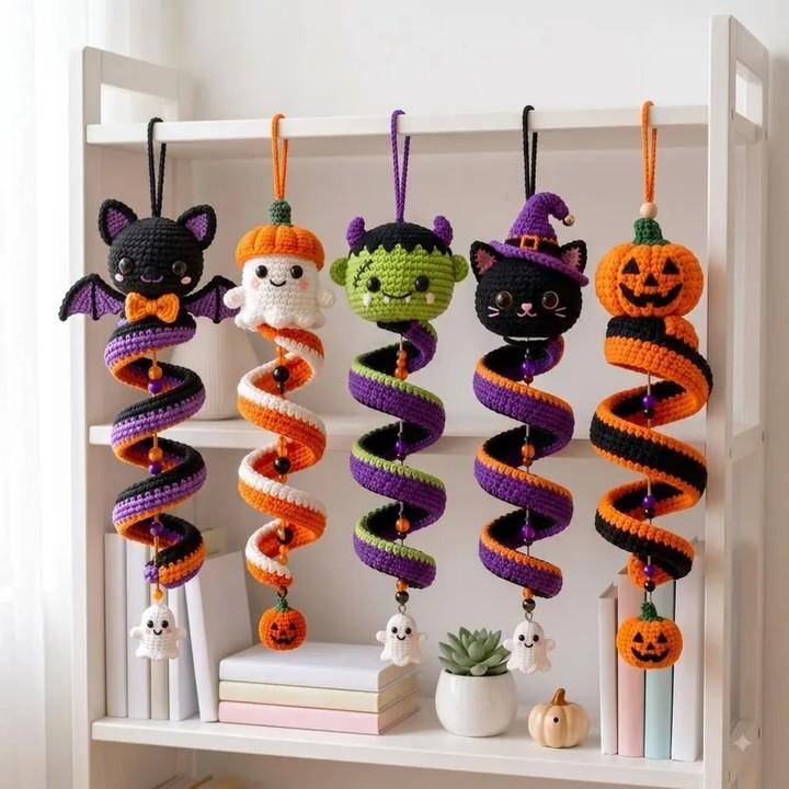 Crochet Halloween Character Spiral Ornaments