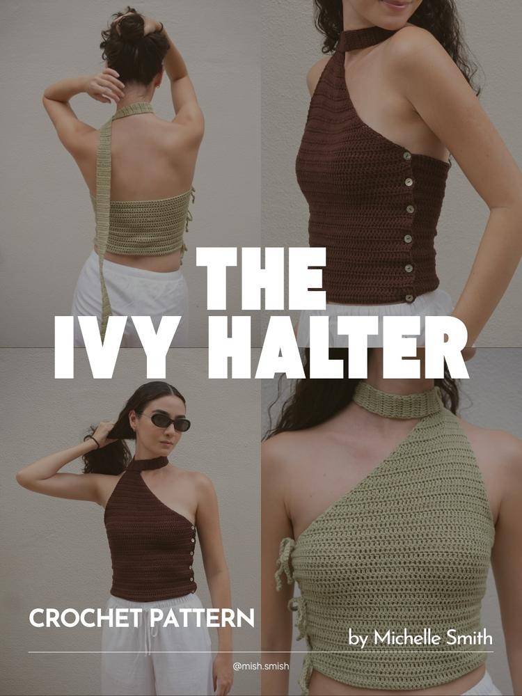 Crochet Halter Top with Button Detail