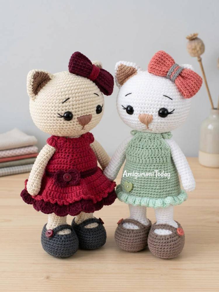 Crochet Kitty Dolls with Adorable Outfits