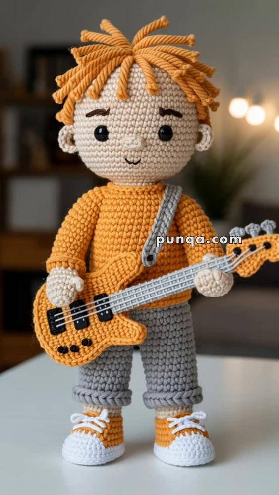 Crochet Rock Star Doll with Guitar