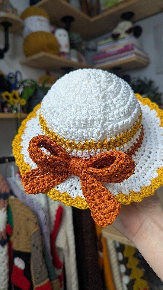 Crochet Sun Hat with Accent Bow