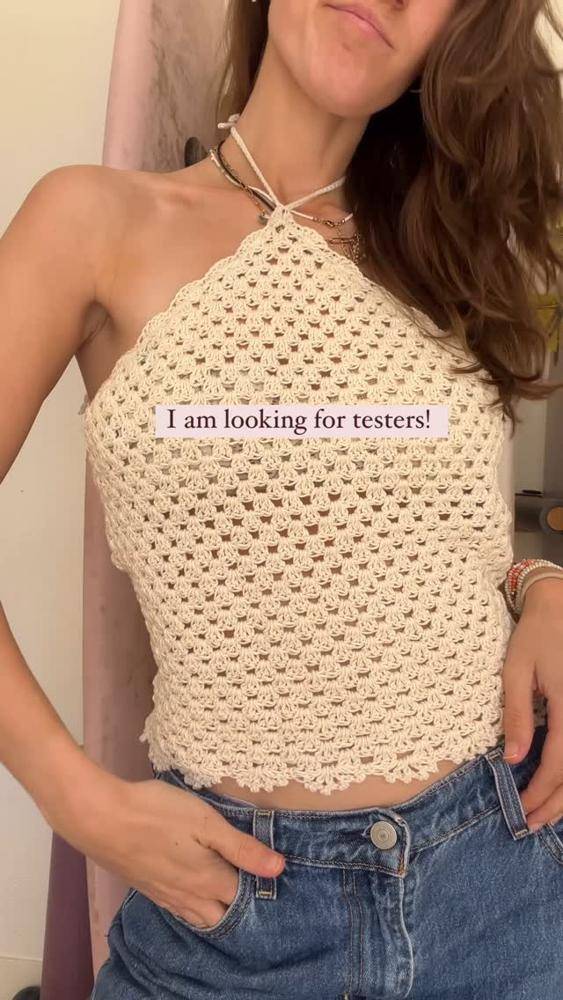 Crocheted Cream Halter Top Project