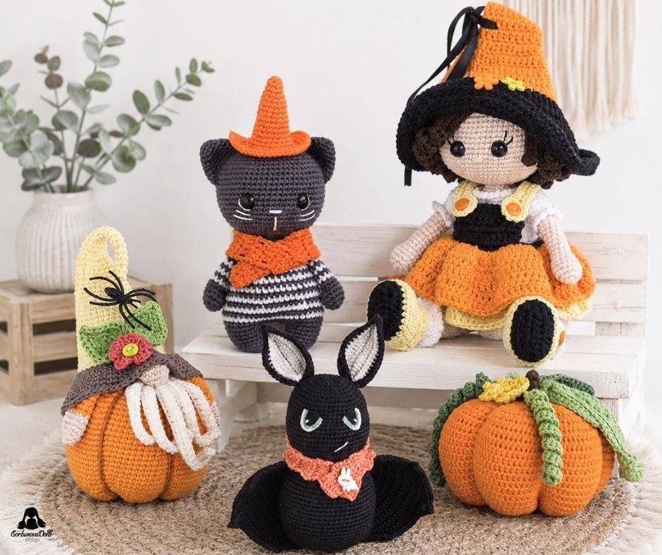 Crocheted Halloween Amigurumi Friends