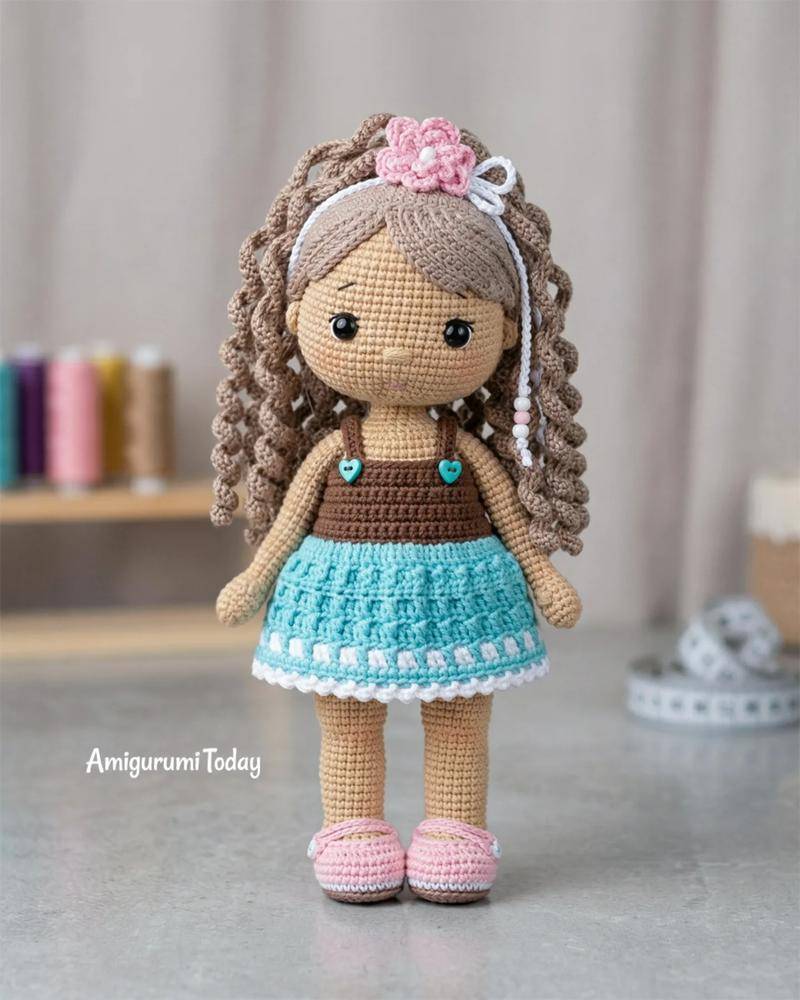 Cute Amigurumi Doll with Curly Hair