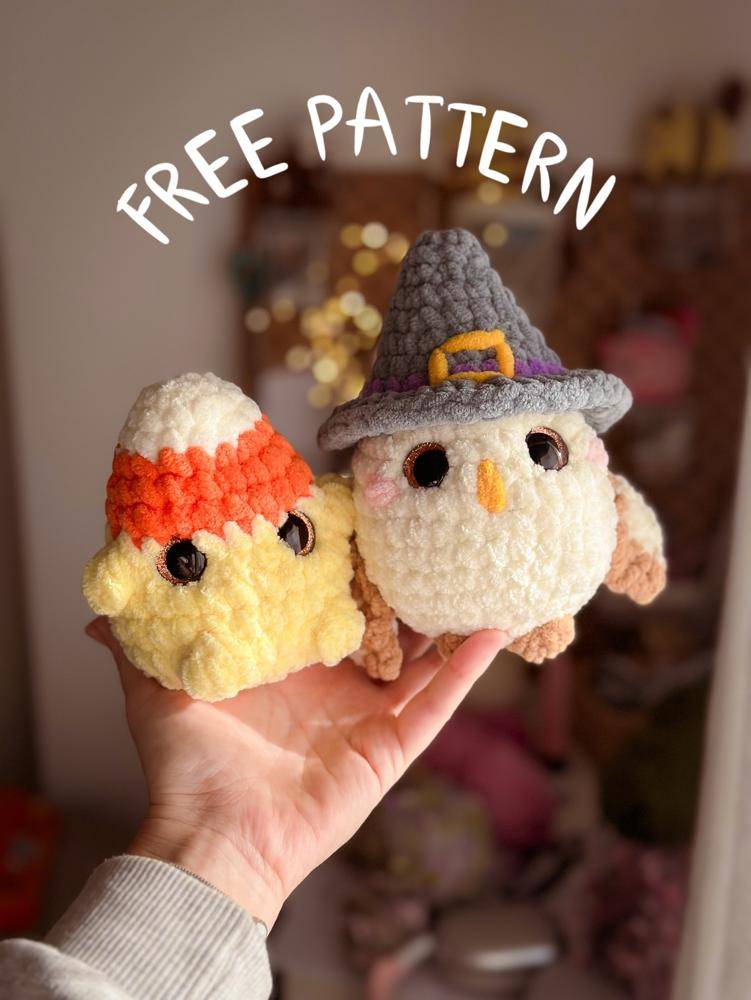 Cute Crochet Candy Corn and Witch Owl Amigurumi Duo