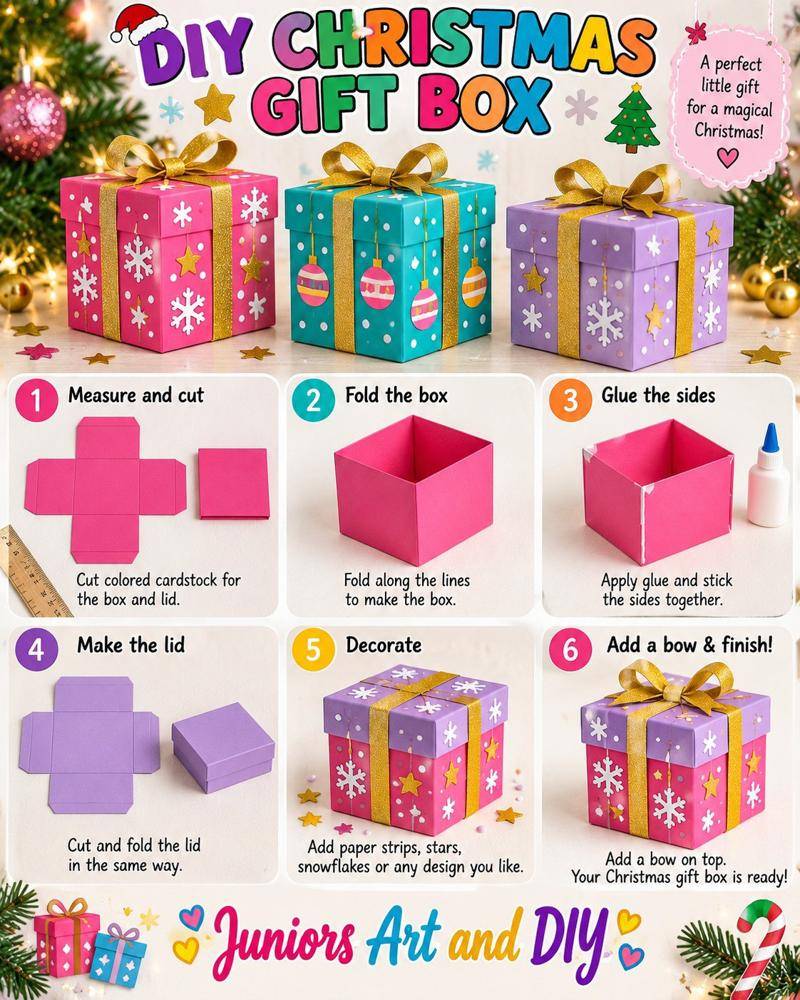 DIY Decorative Cardstock Christmas Gift Boxes