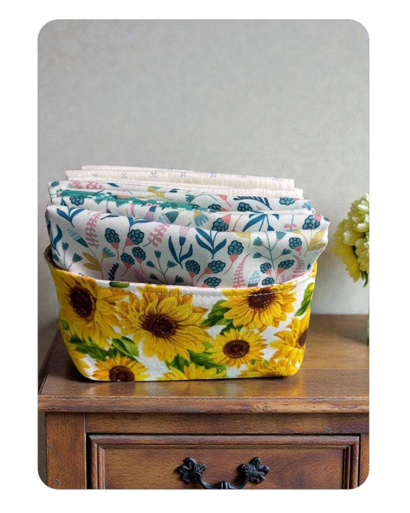 DIY Fabric Storage Baskets with Cheerful Sunflower Print