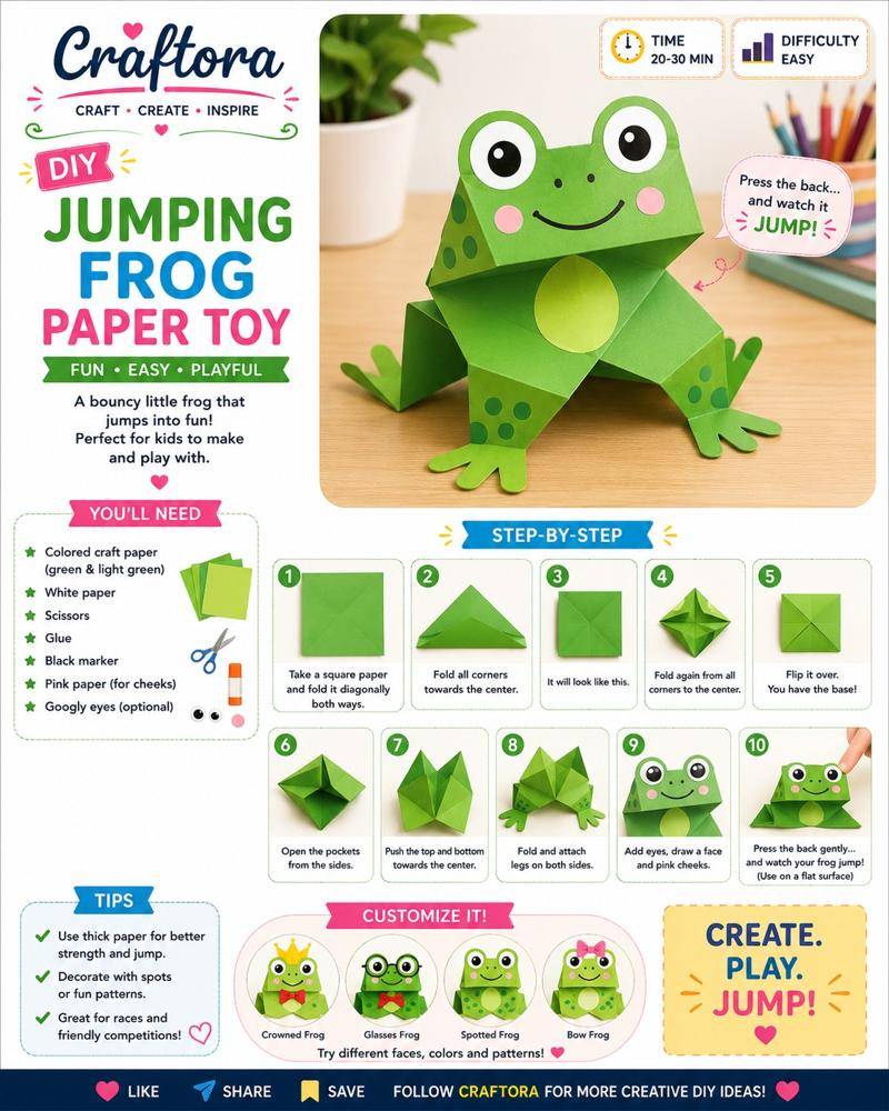 DIY Jumping Frog Paper Toy Craft