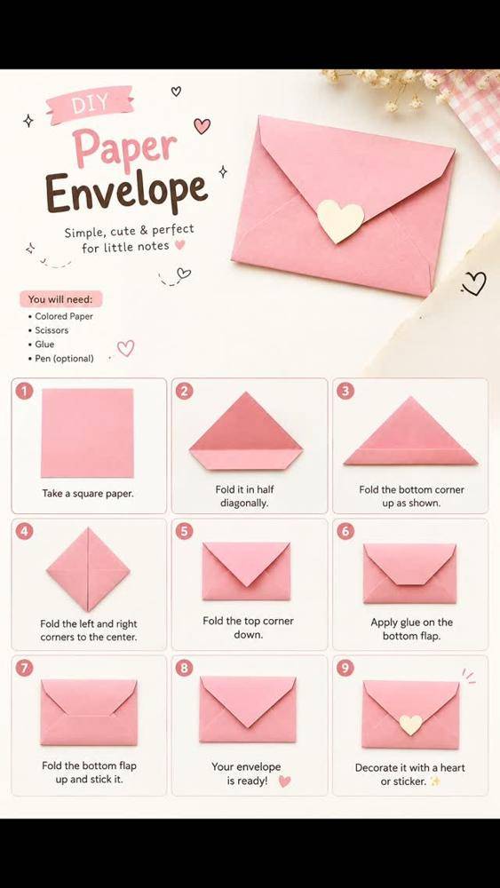 DIY Pink Paper Envelope Craft