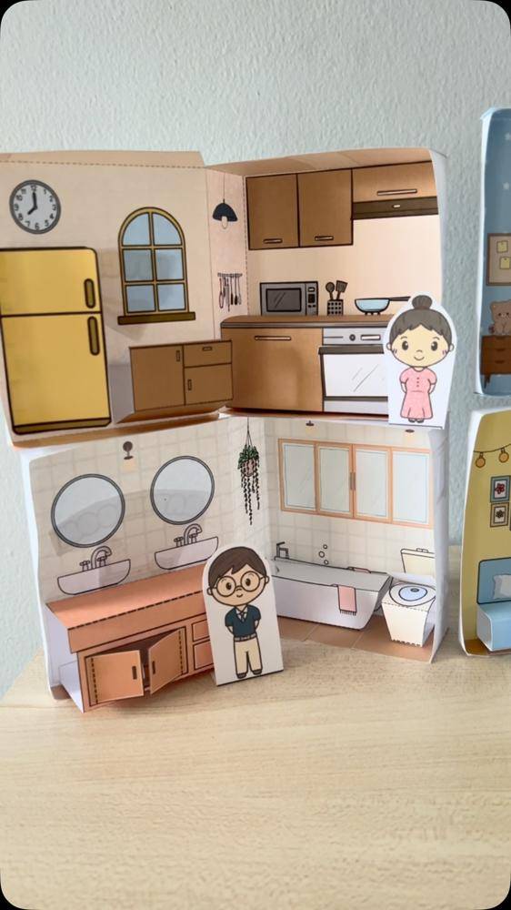 DIY Printable Paper Dollhouse Rooms and Furniture