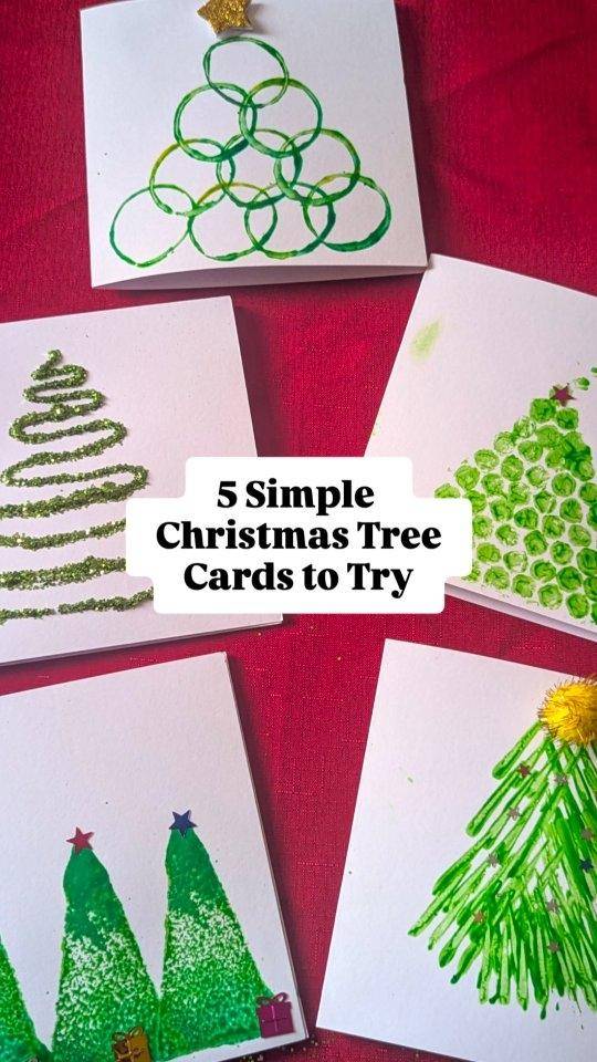 DIY Textured Christmas Tree Cards