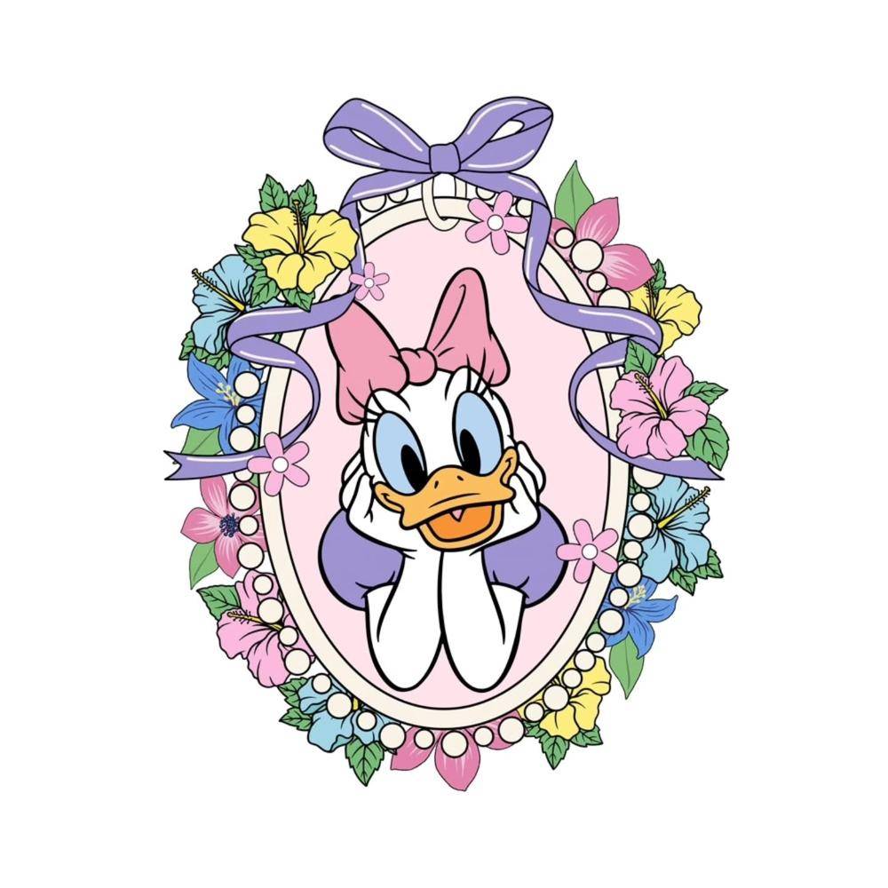 Daisy Duck Floral Oval Frame SVG Design