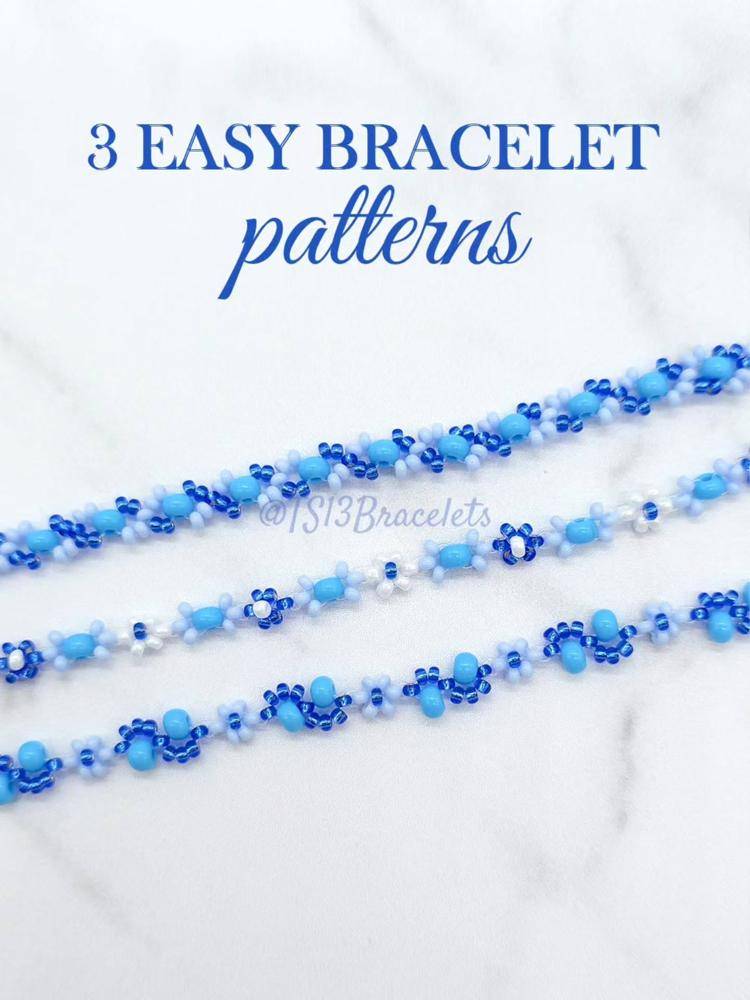 Delicate Blue and White Beaded Bracelets