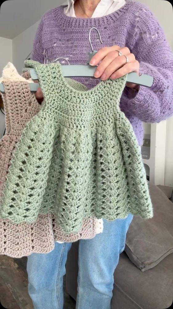 Delicate Crochet Baby Dress with Lace Skirt