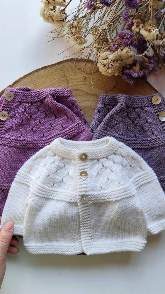 Delicate Eyelet Knit Baby Cardigans