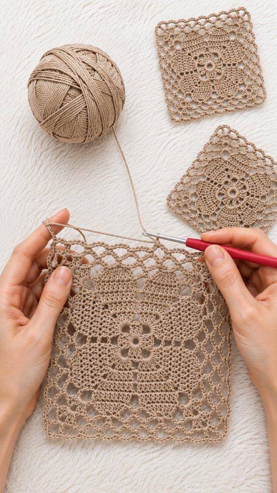 Delicate Floral Granny Square Crochet Project