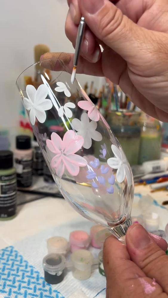 Delicate Floral Painted Glassware Project