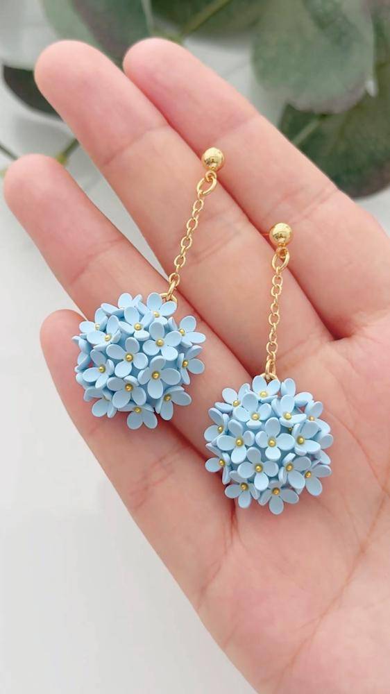 Delicate Forget-Me-Not Polymer Clay Earrings