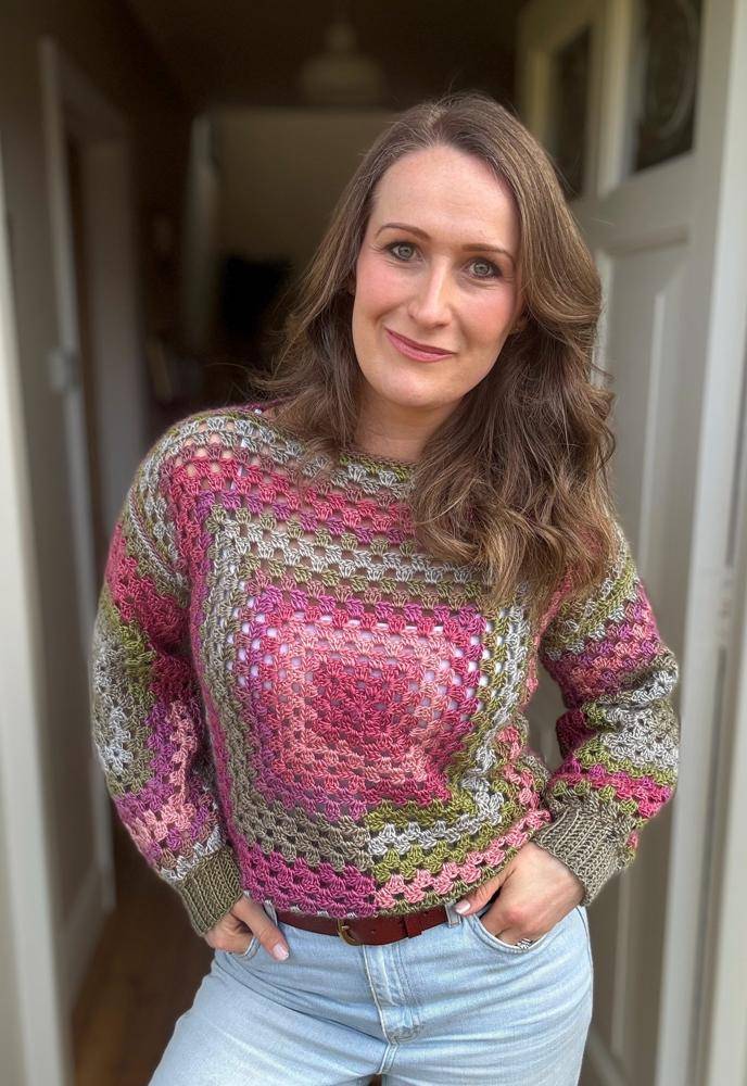 Delicate Granny Square Crochet Sweater Project