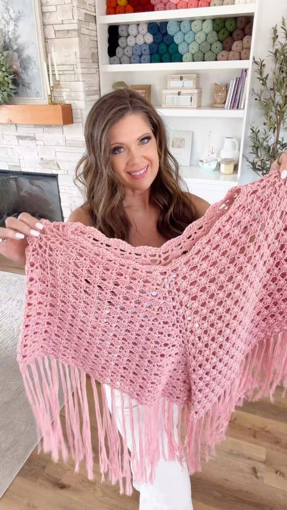 Delicate Lace Crochet Poncho with Fringe