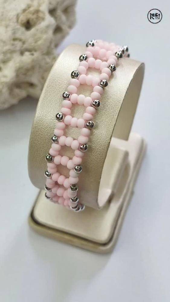 Delicate Pink and Silver Seed Bead Bracelet