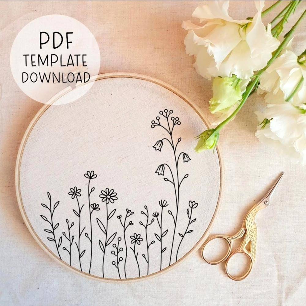 Delicate Wildflower Embroidery Hoop Art