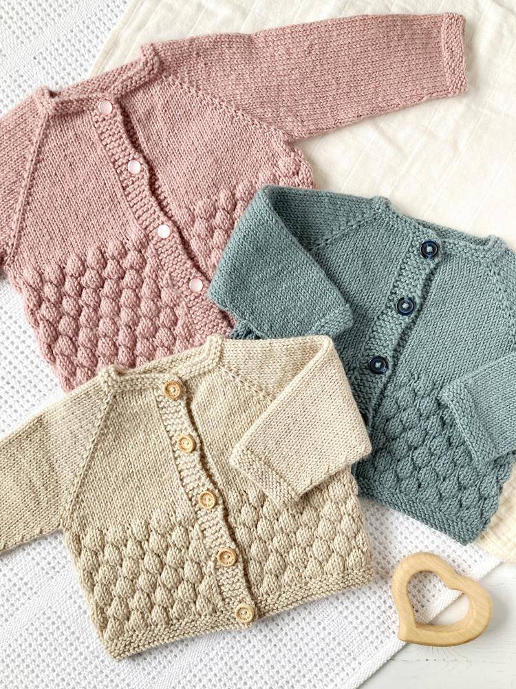Diamond Stitch Baby Cardigan Knitting Project