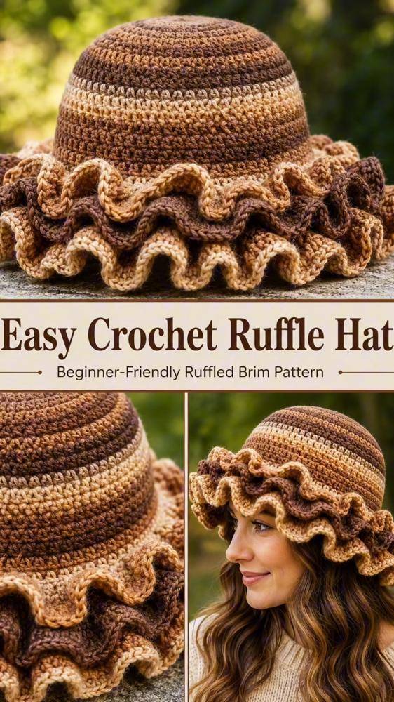 Easy Crochet Ruffle Hat Project
