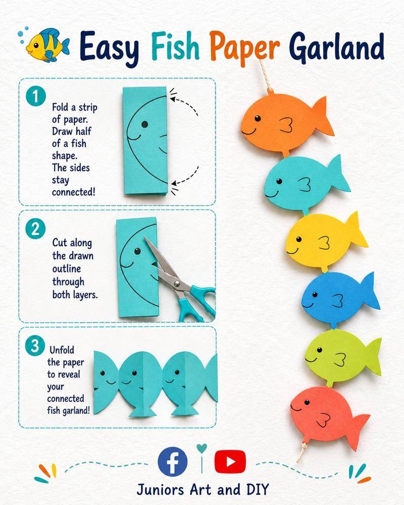Easy Folded Fish Paper Garland Craft