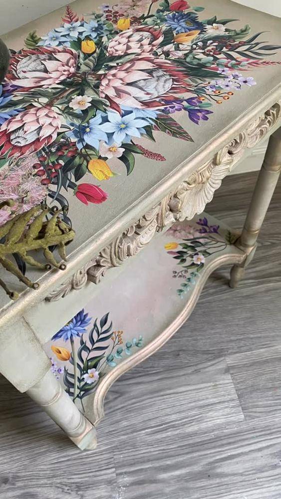 Elegant Floral Decoupage Side Table