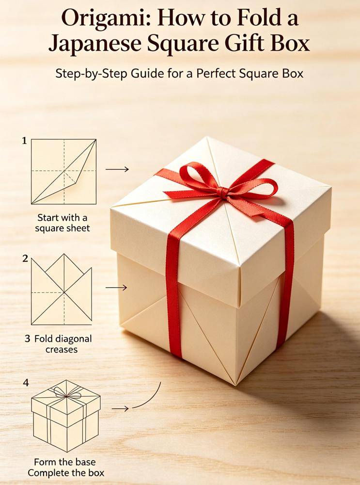 Elegant Origami Japanese Square Gift Box Tutorial