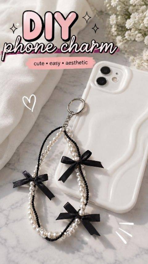 Elegant Pearl and Bow Phone Charm Craft