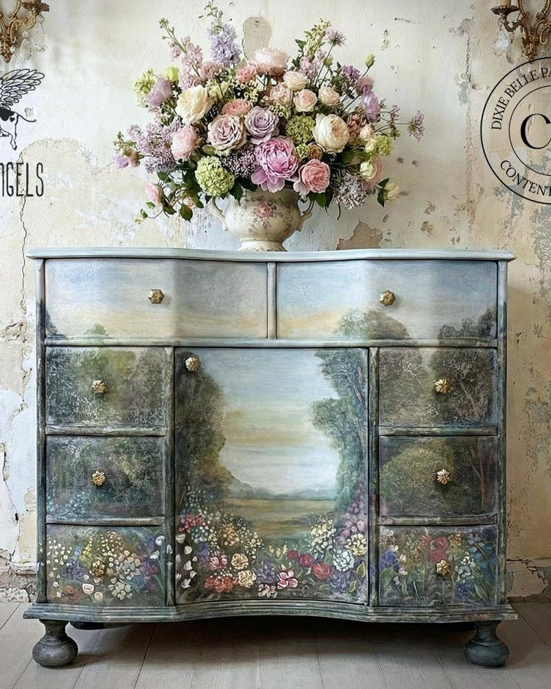 Enchanted Landscape Painted Dresser Makeover