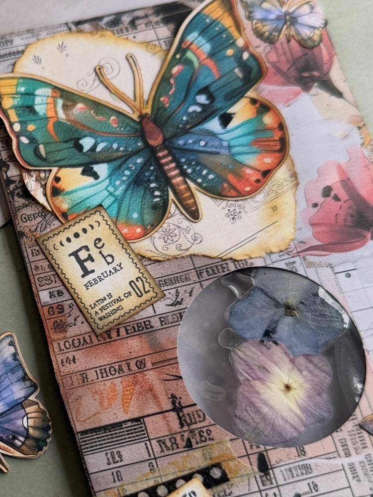 Enchanting Butterfly and Botanical Junk Journal Page