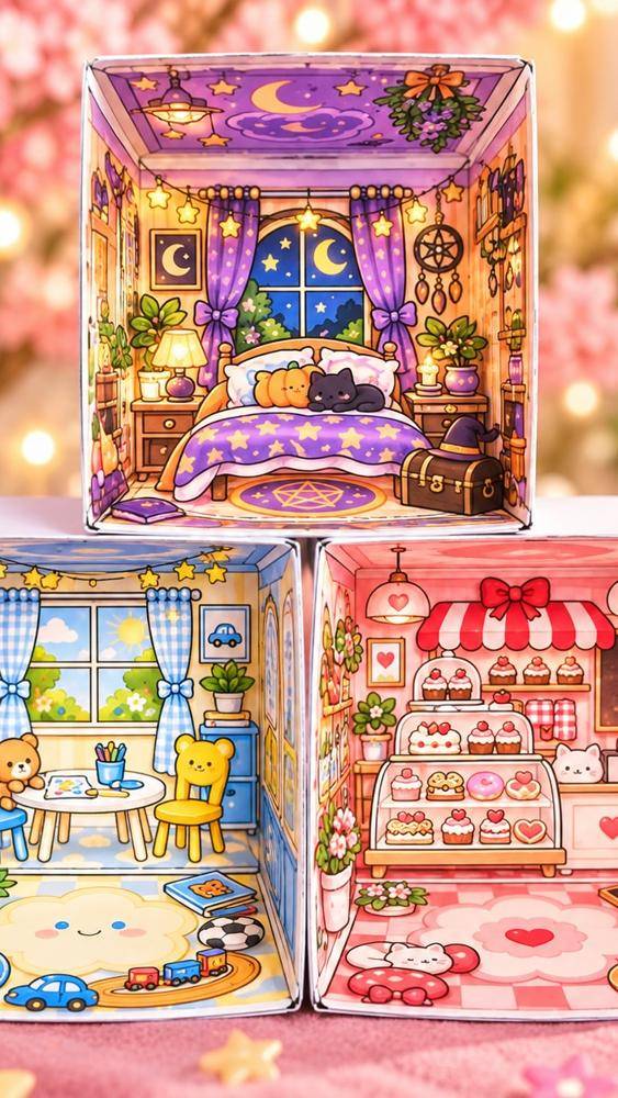 Enchanting Paper Dollhouse Rooms for Crafty Fun