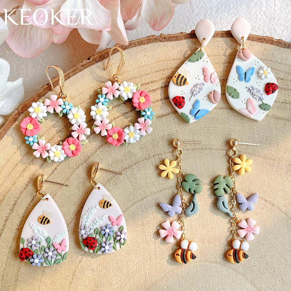 Enchanting Polymer Clay Garden-Themed Earrings
