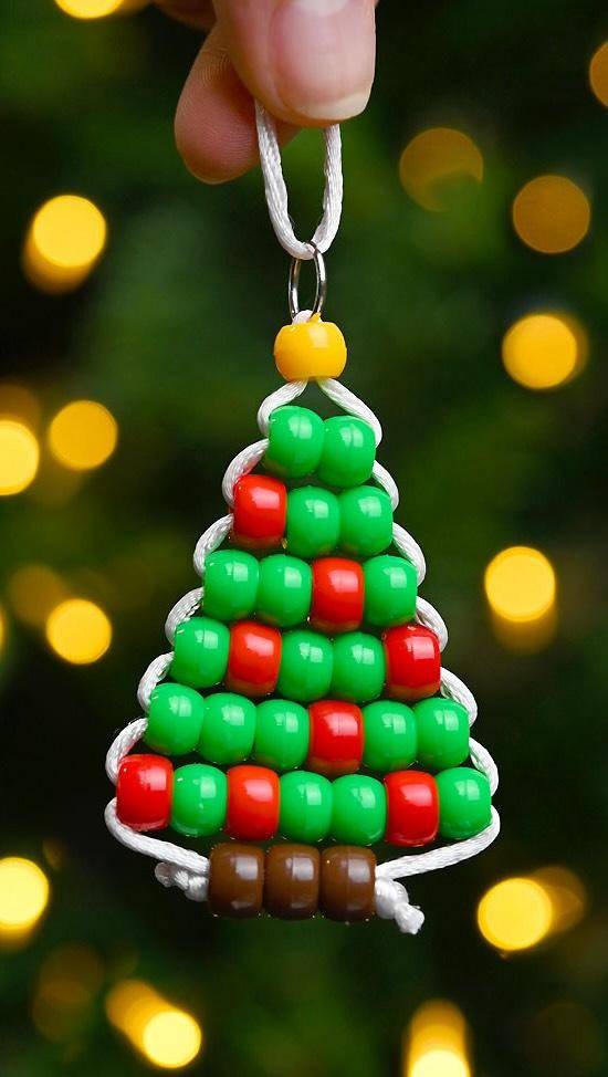Festive Beaded Christmas Tree Ornament