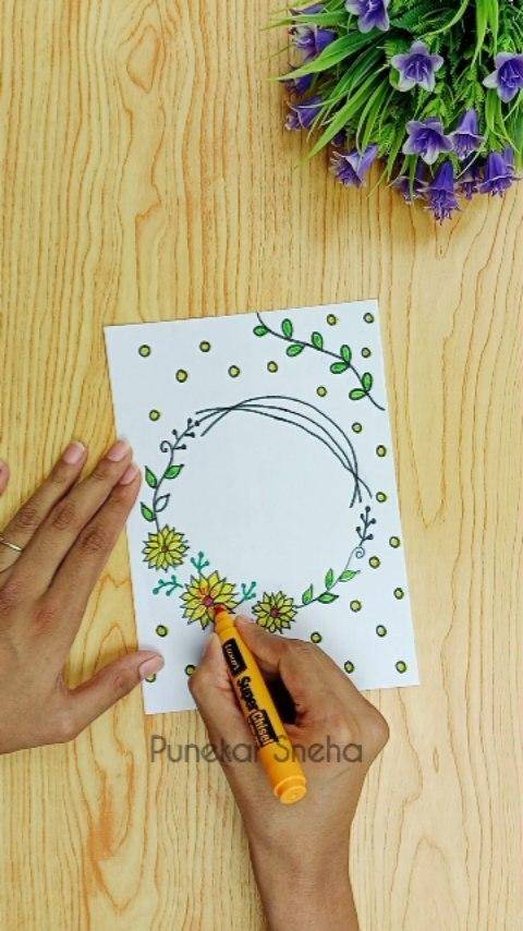 Floral Border Drawing Project