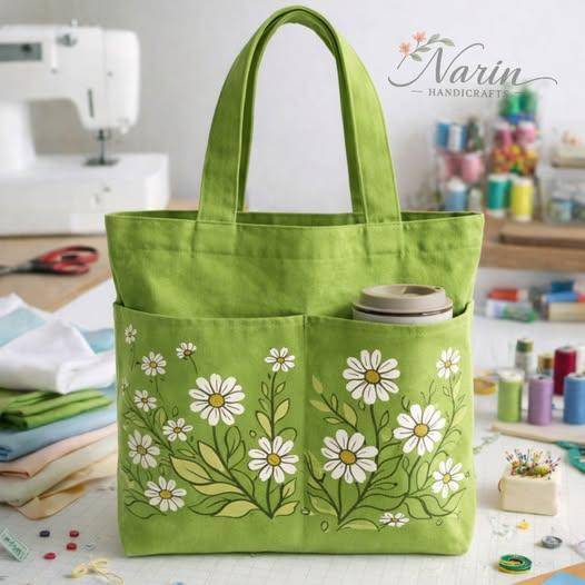 Floral Embroidered Canvas Tote Bag Project
