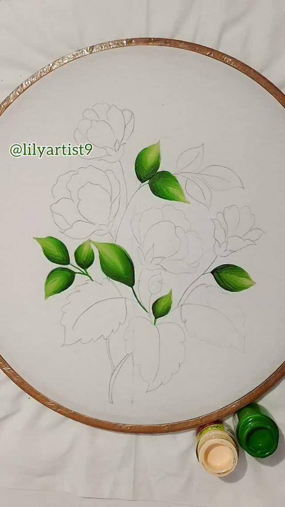 Floral Fabric Painting Project on a Hoop