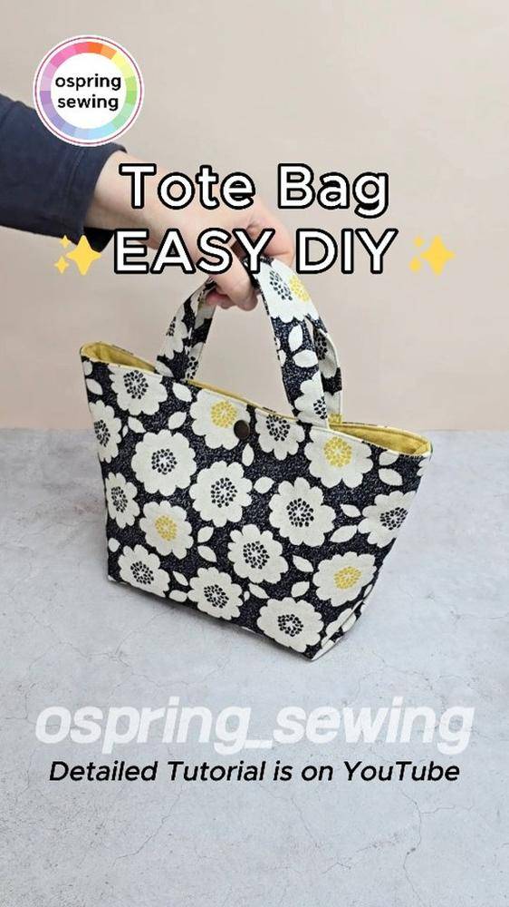 Floral Print Fabric Tote Bag Craft
