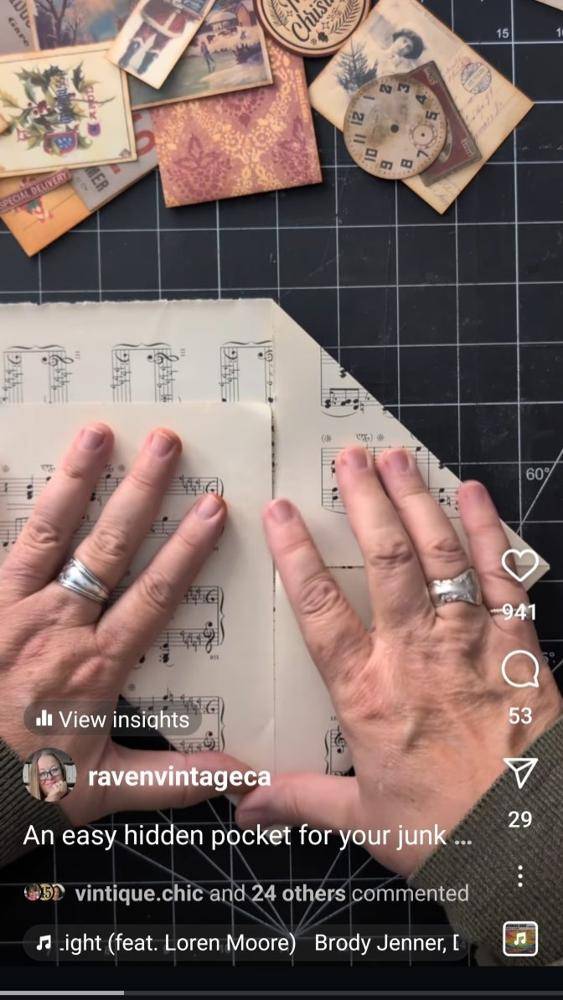 Folded Sheet Music Junk Journal Pocket