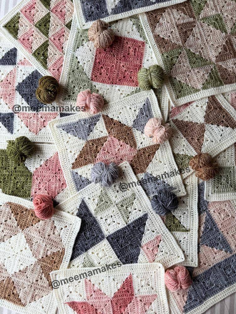 Geometric Patchwork Granny Square Crochet Motifs
