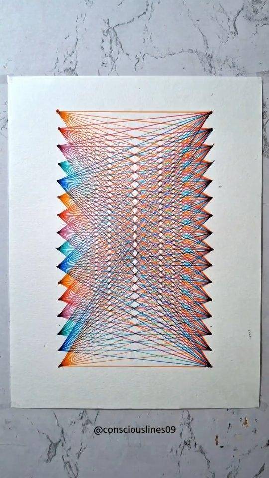Geometric Rainbow String Art Decor