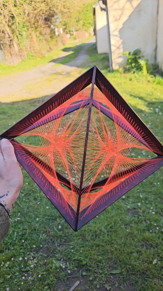 Geometric String Art Pyramid Decor