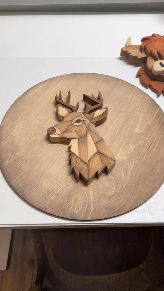 Geometric Wood Deer Head Wall Art
