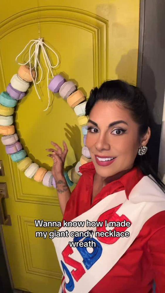 Giant Pastel Candy Necklace Wreath Decoration