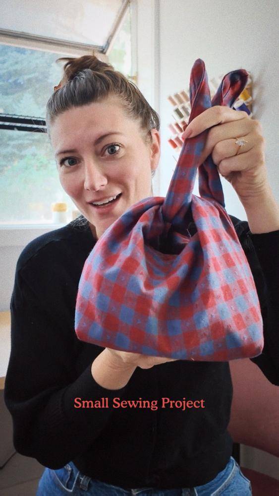 Gingham Fabric Knot Bag Project