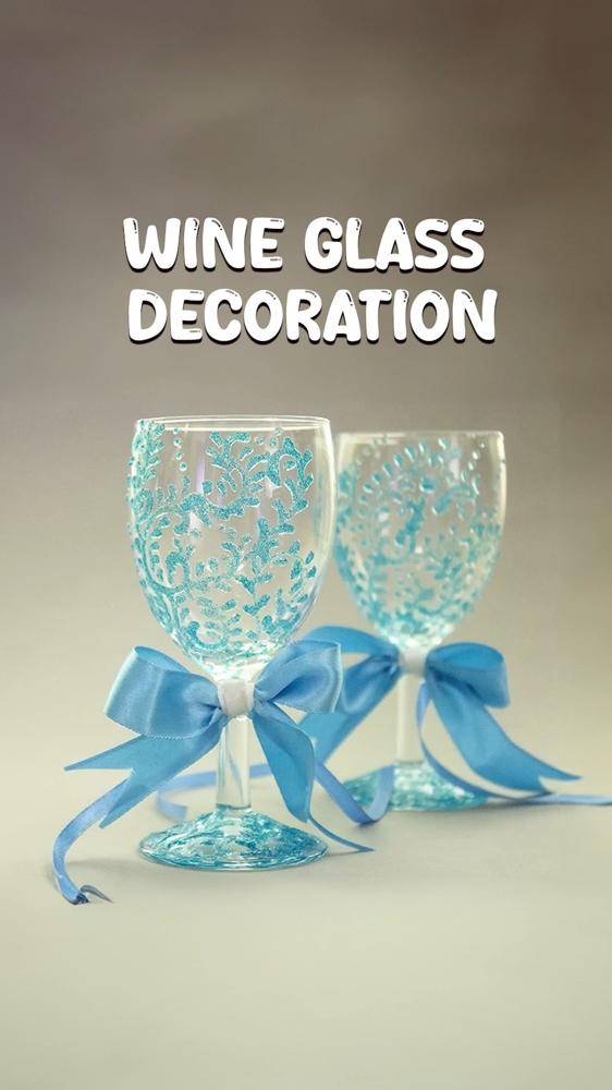 Glittery Floral Wine Glass Embellishment