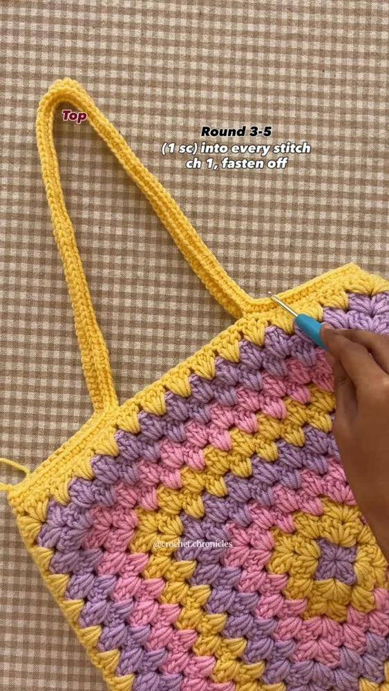 Granny Square Crochet Tote Bag